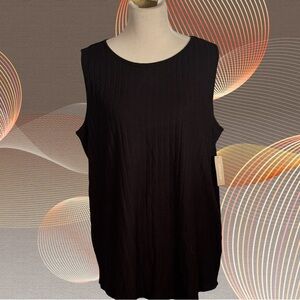 Chico's Black Pleated Relaxed Tank Top Size 3